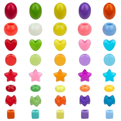 Opaque Acrylic Beads, Mixed Shapes