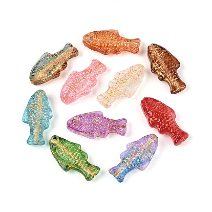 Прозрачные стеклянные бусины для выпечки, рыба, золотой металл обвитыми