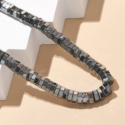 Шестиугольные синтетические немагнитные гематитовые бусины ожерелья, Сплав с магнитными застежками, серые