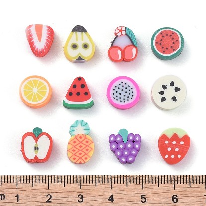 240Pcs 12 Kinds of Fruit Handmade Polymer Clay Beads, for Jewelry Making Bracelets Necklaces Earrings