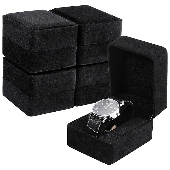 Wood & Velvet Organizer Boxes, Rectangle Glass Jewelry Box