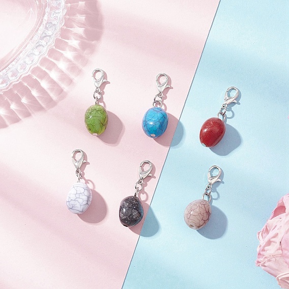 Кракле непрозрачный акрил имитация бирюзы подвески украшения, Сплав с застежками когтя омара