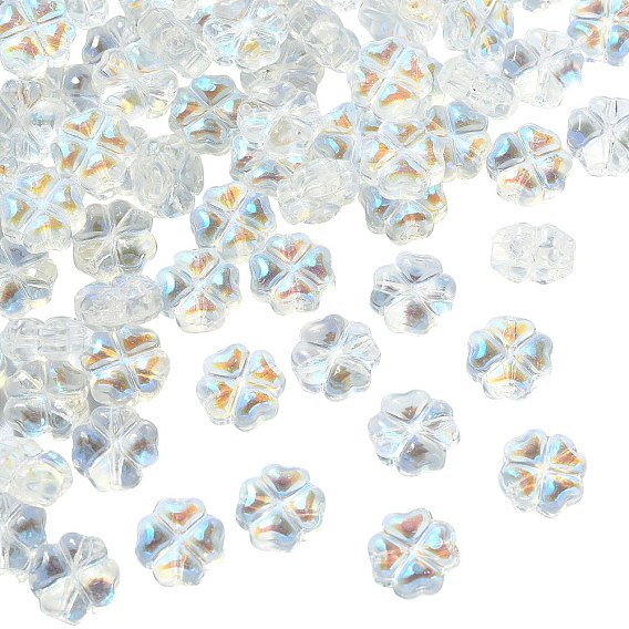 100шт прозрачные чешские стеклянные бусины, клевер