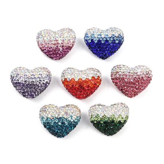 Полимерная глина в форме сердца с градиентным цветом и стразами, для самодельных телефонных брелоков, принадлежности для изготовления ручек и ювелирных изделий