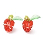 Glass Seed Beaded & Acrylic Pendants, Strawberry Charms