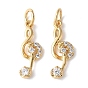 Латунные микропаве прозрачные подвески с фианитом, без свинца и без кадмия, долговечный, музыкальная нота, с целью перехода в кольце