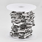 Unwelded Iron Paperclip Chains, Flat Oval, Drawn Elongated Cable Chains, with Spool
