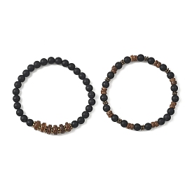 2 шт. 2 стили браслеты из кокоса и натурального черного агата для женщин