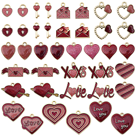 40 шт 20 стили подвески из цинкового сплава с эмалью, с блеском порошок, светло-золотой/золотистый, разнообразные