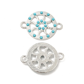 Alloy Connector Charms, with Synthetic Turquoise, Flat Round with Sun