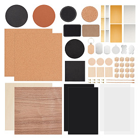 Набор инструментов для работы с кожей для начинающих, включая акриловую пластину, 304 подвески из нержавеющей стали и алюминия, коврик из натурального черного камня, железные шариковые цепи деревянные бирки, пустые этикетки из искусственной кожи