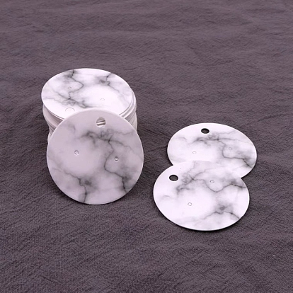 100Pcs Round Paper Marble Print Earring Display Cards, for Earring Display