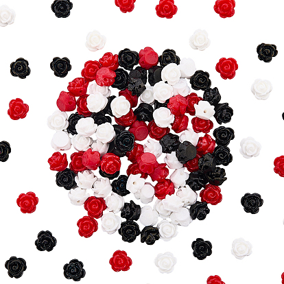 150шт 3 цвета непрозрачные бусины из смолы, цветок розы