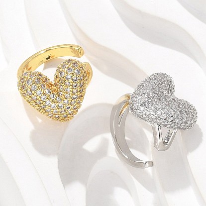 Латунные серьги-манжеты из прозрачного кубического циркония, стойки покрытие, долговечный, без свинца и без кадмия, сердце