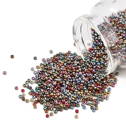 Матовые металлические цвета стеклянные бусины, круглое отверстие, круглые
