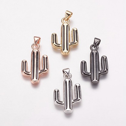 Латунные подвески, с эмалью, кактус, чёрные