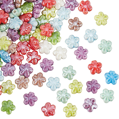 80шт. фарфоровые бусины ручной работы, жемчужные, цветок