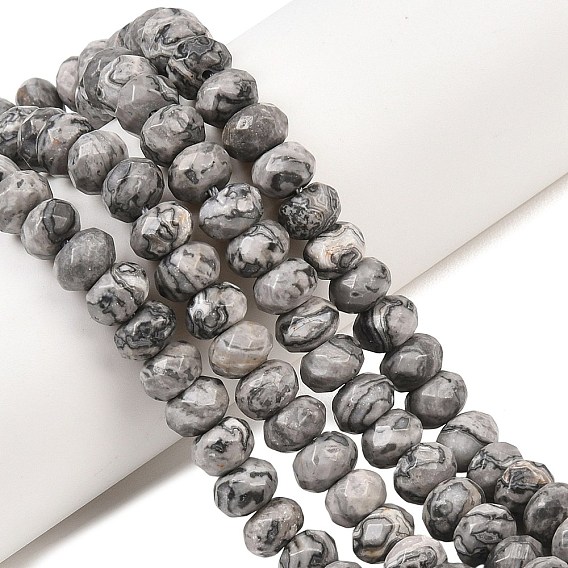 Натуральная карта каменные бусы пряди, рондель, граненые