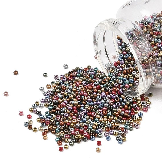 Матовые металлические цвета стеклянные бусины, круглое отверстие, круглые