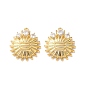 Brass Micro Pave Clear Cubic Zirconia Pendants, Sunburst Charms