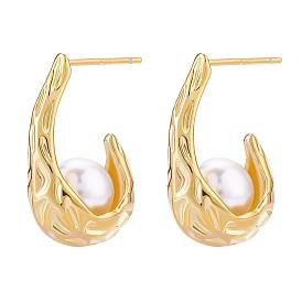 Natural Pearl Teardrop Stud Earrings, Half Hoop Earrings