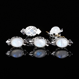 Natural Moonstone Beads, with Alloy Findings, Oval