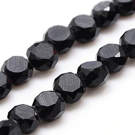 Glass Beads Strands, Frosted, Faceted, Flat Round