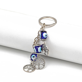 Hand of Fatima key chain Turkish palm blue eyes tree of life key chain car bag pendant