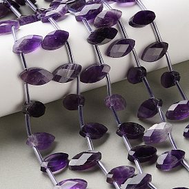 Нити из натуральных полосатых аметистовых бусин, граненые, лошадиный глаз , Топ пробуренной, с пластиковыми трубчатыми бусинами