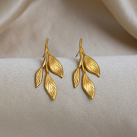 Серьги-гвоздики из нержавеющей стали в форме листа