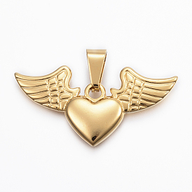 Unicraftale 304 Stainless Steel Pendants,  Heart with Wing
