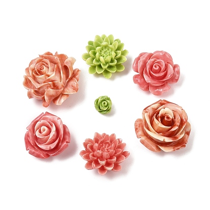 Резные бусины из синтетического коралла, цветок