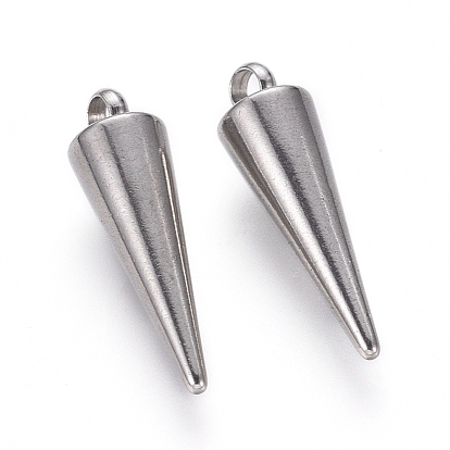 304 Stainless Steel Pendants, Spike/Cone