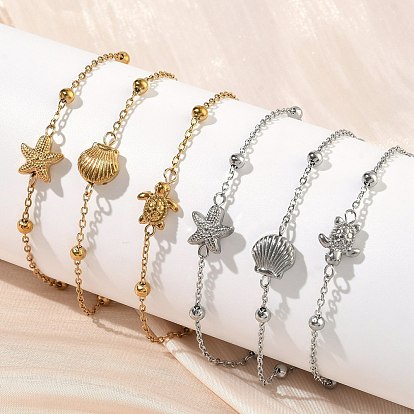 Тема морской жизни 304 Браслеты из нержавеющей стали, спутниковые цепи браслеты для женщин