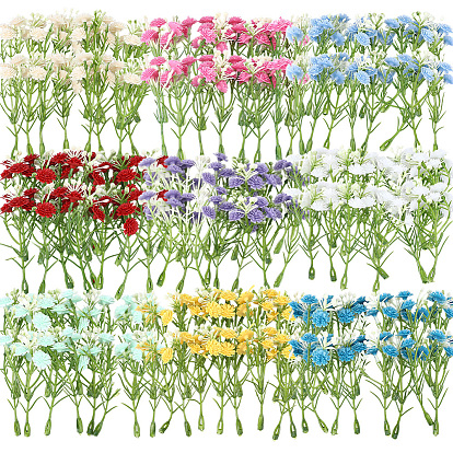 72Pcs 9 Styles Artificial Flower, with Plastic Branch, for Wedding Party Home Room Decoration Marriage Accessories