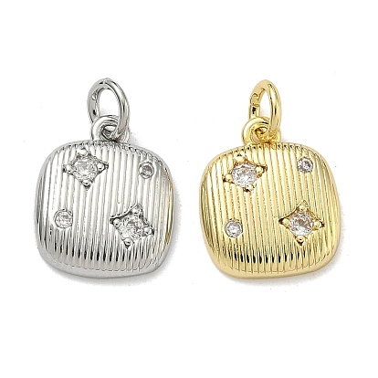 Латунные микропаве прозрачные кубические циркониевые подвески, без кадмия и без свинца, стойки покрытие, долговечный, с целью перехода в кольце, квадратных амулеты