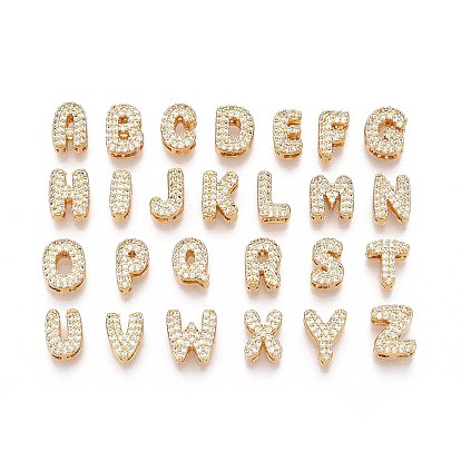 Латунные микропаве из прозрачного кубического циркония, алфавит, без никеля 