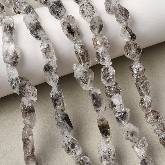 Hilos de cuentas de diamantes herkimer naturales, pepitas