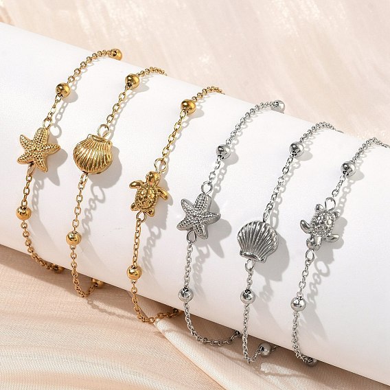 Тема морской жизни 304 Браслеты из нержавеющей стали, спутниковые цепи браслеты для женщин