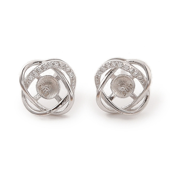 925 Серьги из стерлингового серебра с микропаве и фианитами, за половину пробурено бисера, цветок