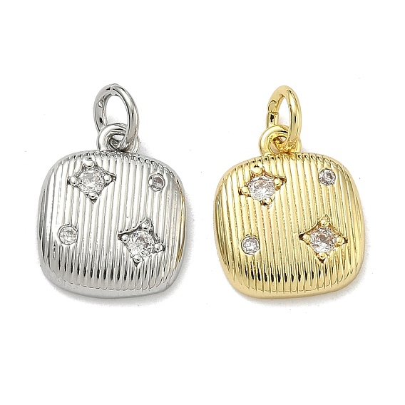 Латунные микропаве прозрачные кубические циркониевые подвески, без кадмия и без свинца, стойки покрытие, долговечный, с целью перехода в кольце, квадратных амулеты