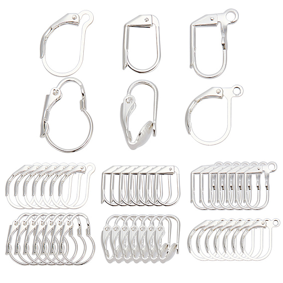 48 шт 6 стили латунные серьги с рычагом назад, с горизонтальной петлей