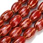 Handmade Porcelain Beads Strands, Bright Glazed Porcelain, Oval