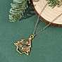 Zinc Alloy Glass Colorful Christmas Tree Pendant Brass Cable Chain Necklaces
