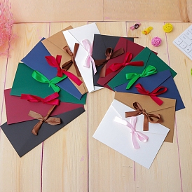 Retro Kraft Paper Envelopes, with Silk Ribbon, Rectangle with Bowknot