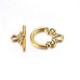Tibetan Style Alloy Toggle Clasps, Lead Free and Cadmium Free, Ring: 14mm wide, 20mm long, Bar: 9mm wide, 17mm long, hole: 2.5mm