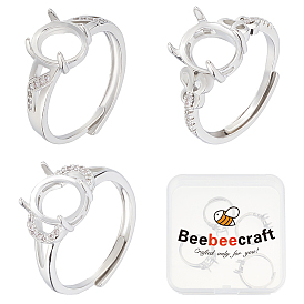 6шт 3 стиль регулируемые латунные солитерные кольца настройки, 4 настройки кольца зубца когтя, с четким кубического циркония