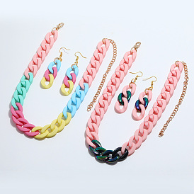 Комплекты акриловых цепочек-ожерельев и серег-подвесок