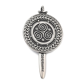 304 из нержавеющей стали большие кулоны, амулет в виде щита-трискеле и рунического меча