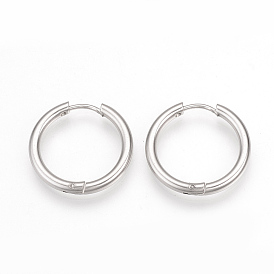 201 Stainless Steel Huggie Hoop Earrings, with 304 Stainless Steel Pins, Ring Shape